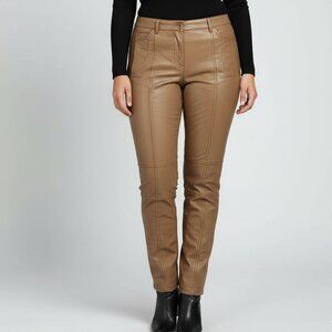 BAUM UND PFERDGARTEN Soft Lambskin Brown Leather Pants Womens Size 40 Slim Lined